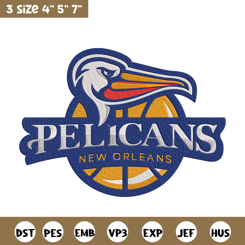 Orleans Pelicans logo embroidery design,NBA embroidery,Sport embroidery,Embroidery design,Logo sport embroidery.jpg