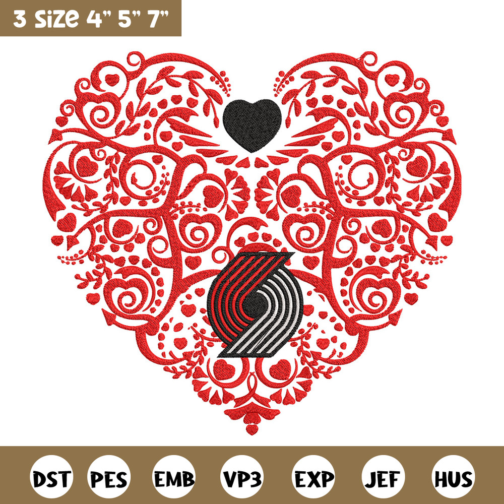 Portland Trail Blazers heart embroidery design,NBA embroidery,Sport embroidery,Embroidery design, Logo sport embroidery.jpg