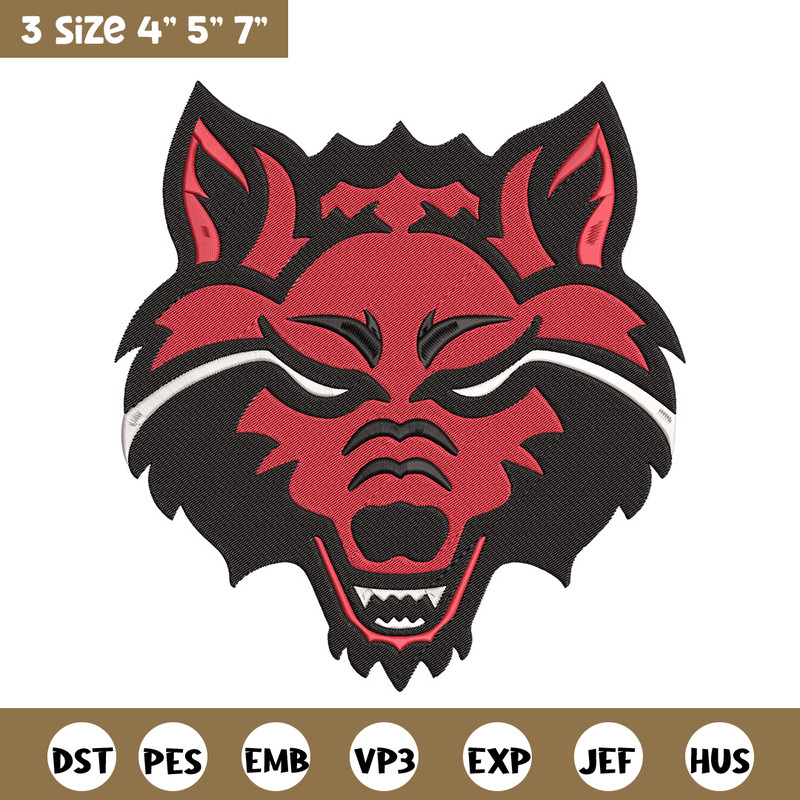 Red Wolves logo embroidery design, NCAA embroidery,Sport embroidery,Logo sport embroidery,Embroidery design.jpg