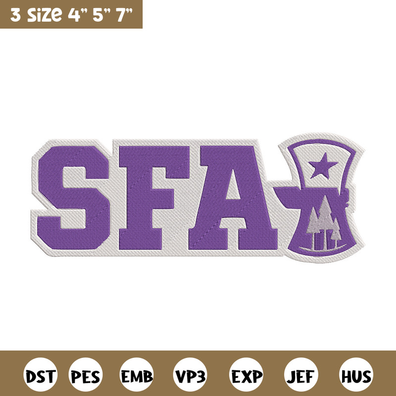 Stephen F Austin logo embroidery design, NCAA embroidery,Sport embroidery,Logo sport embroidery,Embroidery design.jpg