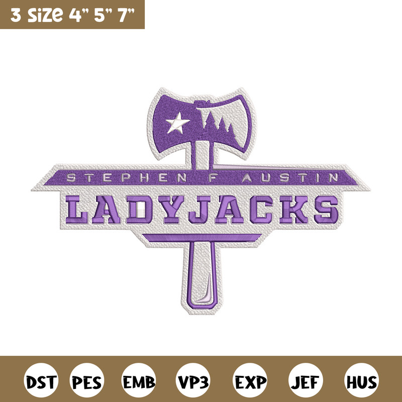 Stephen F. Austin logo embroidery design, NCAA embroidery, Embroidery design, Logo sport embroidery, Sport embroidery..jpg