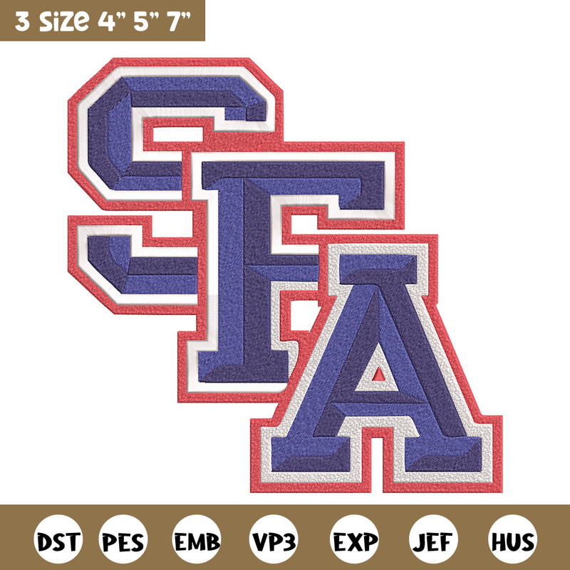 Stephen F. Austin logo embroidery design, NCAA embroidery,Embroidery design,Logo sport embroidery,Sport embroidery.jpg