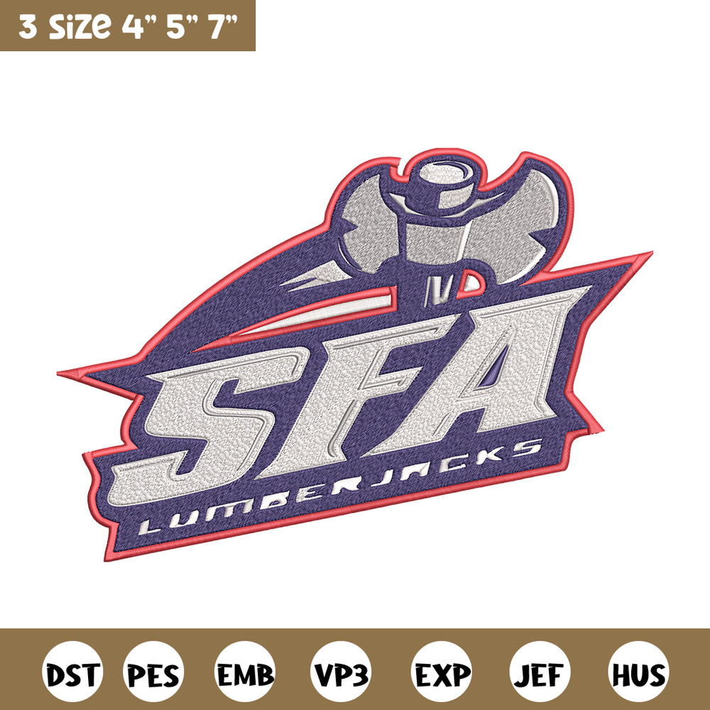 Stephen F. Austin logo embroidery design,NCAA embroidery, Embroidery design, Logo sport embroidery, Sport embroidery..jpg