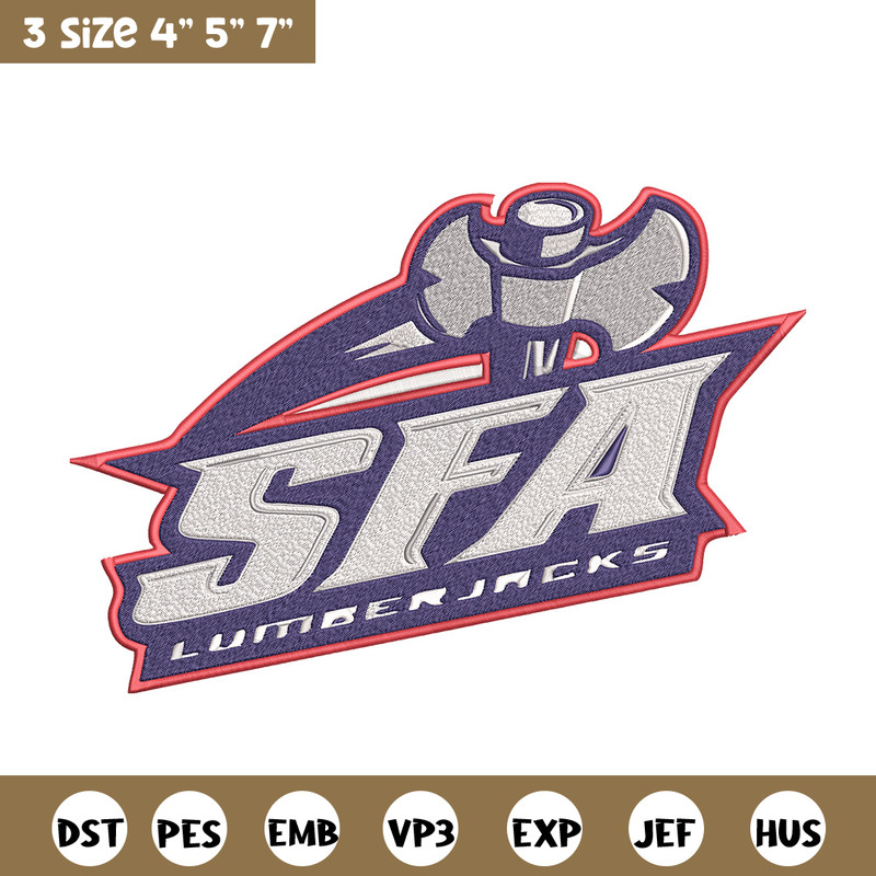 Stephen F. Austin logo embroidery design,NCAA embroidery, Embroidery design, Logo sport embroidery, Sport embroidery..jpg