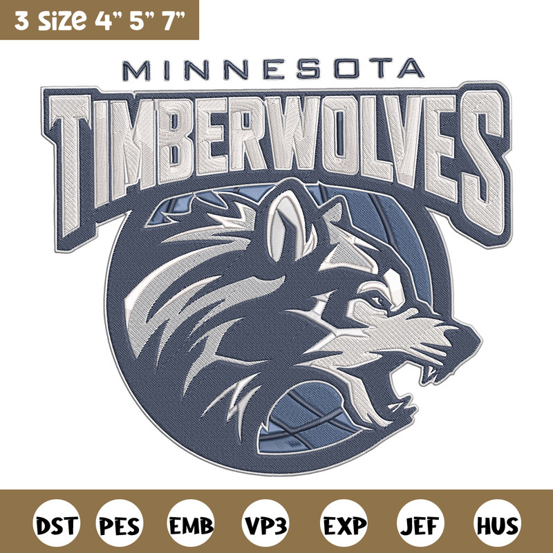 Timberwolves design embroidery design, NBA embroidery, Sport embroidery, Embroidery design, Logo sport embroidery..jpg