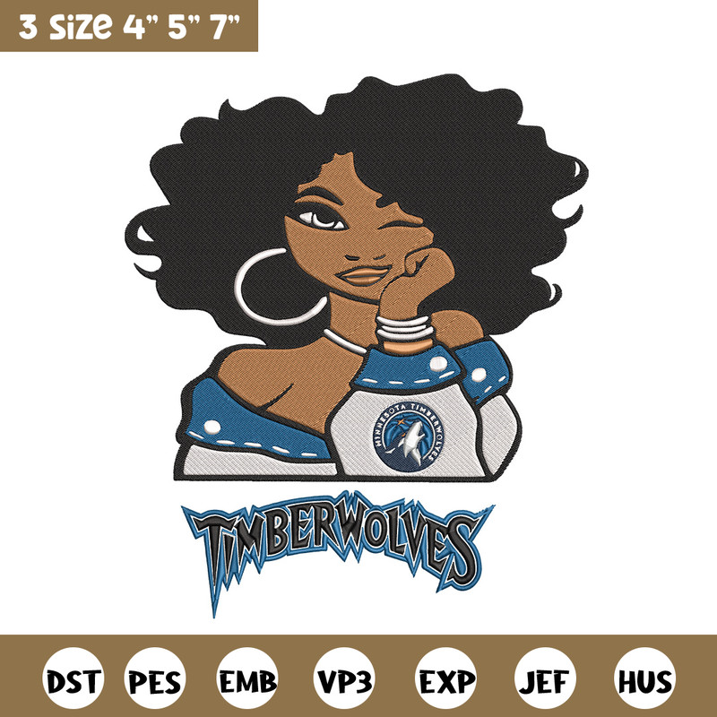 Timberwolves girl embroidery design, NBA embroidery, Sport embroidery, Embroidery design,Logo sport embroidery.jpg