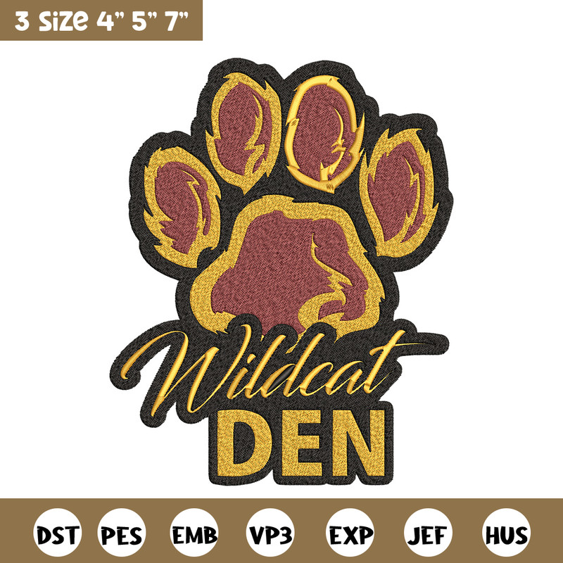 Wildcats' Den embroidery design, Logo embroidery, Sport embroidery, logo sport embroidery, Embroidery design.jpg