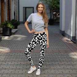 Black and White Patterned Comfortable and Sexy Sports Women's Leggings, Women's Leggings
