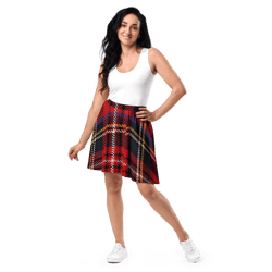 Plaid Women Skirt, Skater Skirt, Sexy Plaid Women's Skirt with Red and Black Pattern