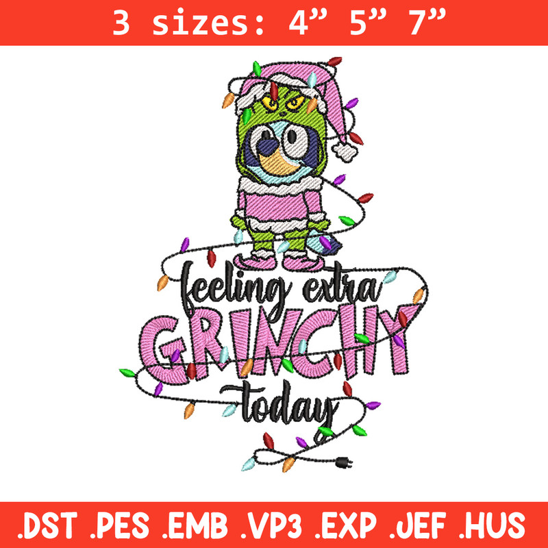 Bluey x grinch embroidery design, Bluey embroidery, Chrismas design, Embroidery file, Embroidery shirt, Digital download.jpg