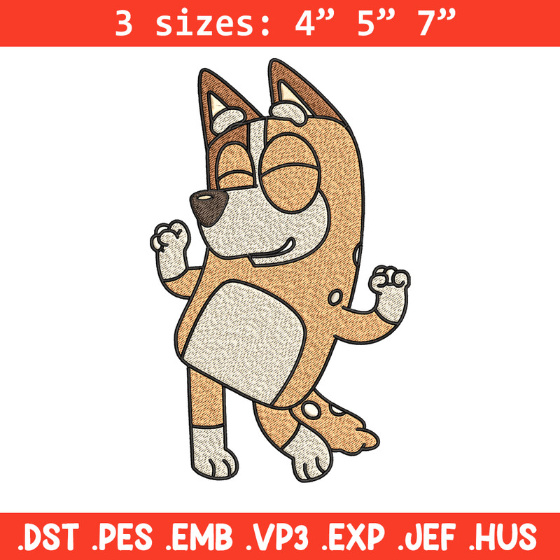 Chilli Heeler Embroidery, Bluey cartoon Embroidery, Embroidery File, cartoon design, cartoon shirt, Digital download..jpg