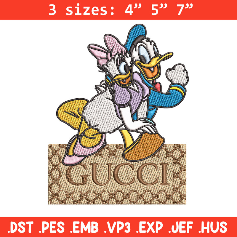 Daisy And Donald Duck Gucci Embroidery design, Disney Embroidery, cartoon design, Embroidery File, Instant download..jpg