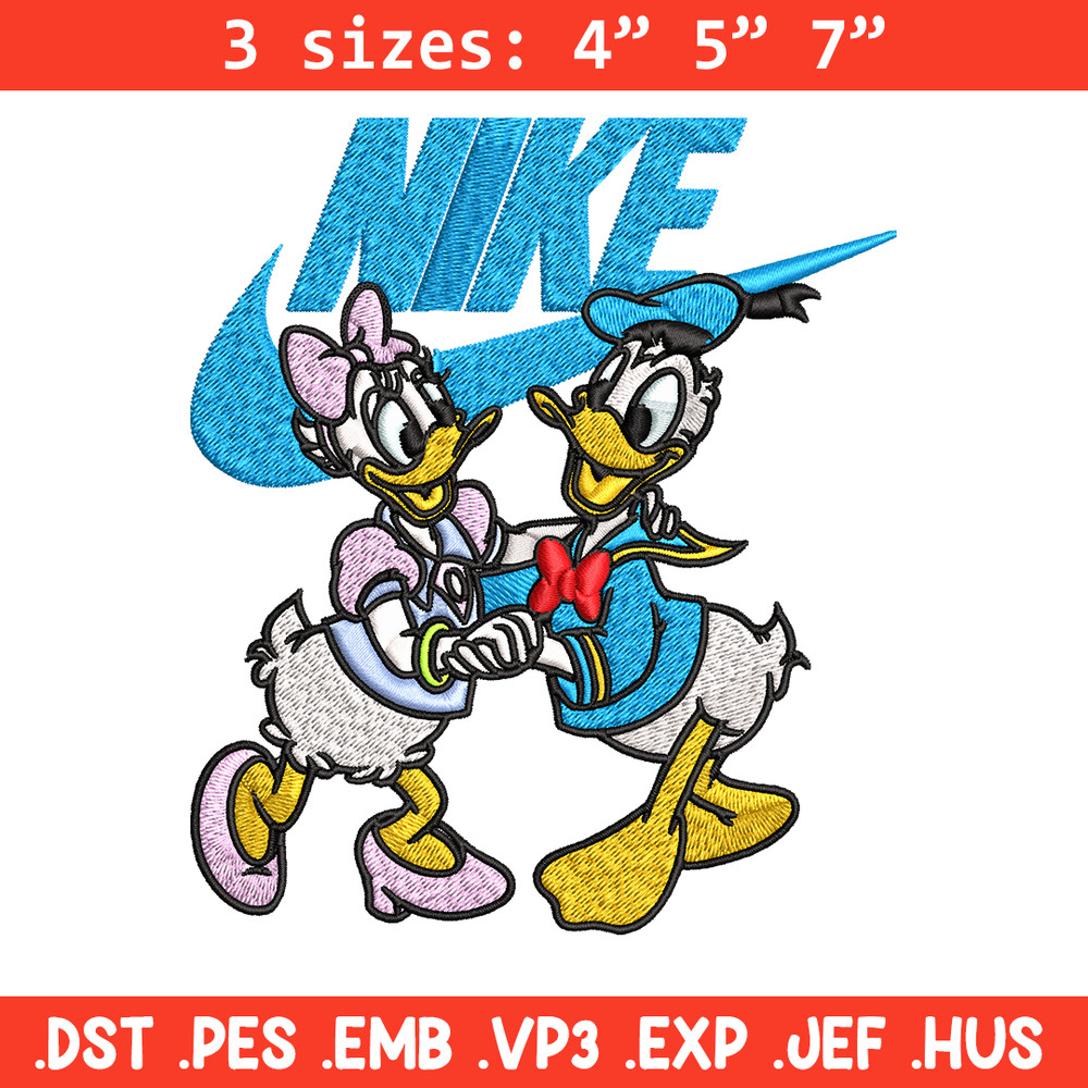 Daisy and Donald duck Nike Embroidery design, Cartoon Embroidery, Nike design, Embroidery file, Instant download.jpg