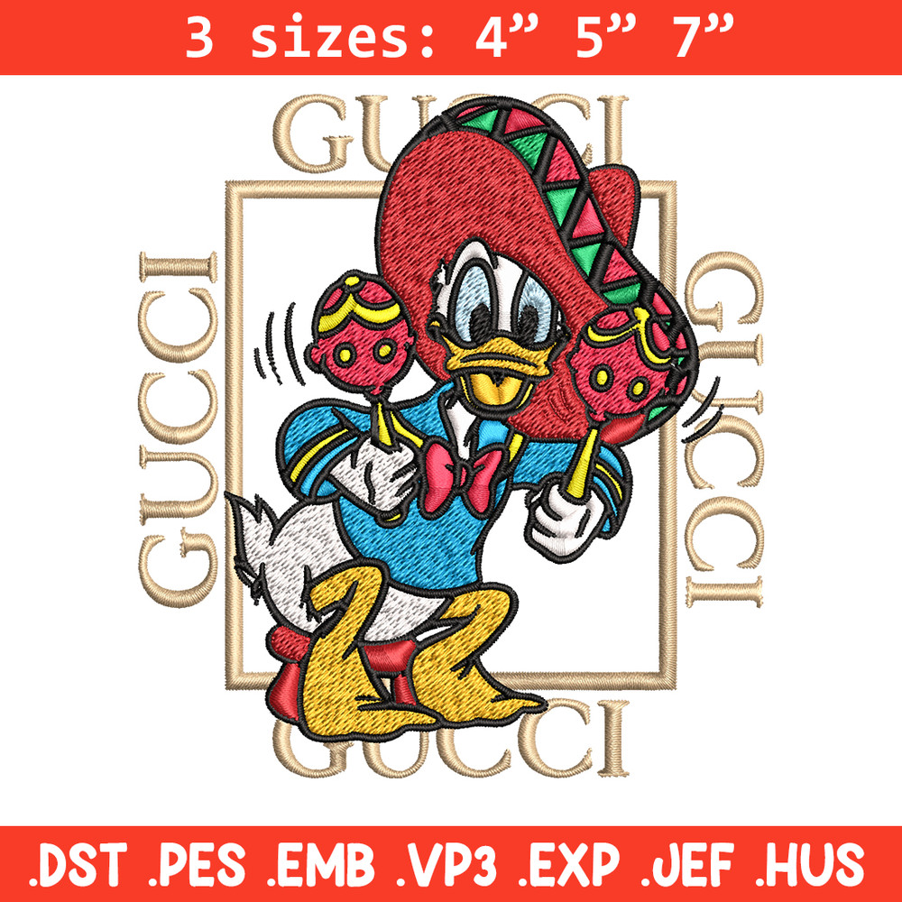 Daisy Donald Duck Gucci Embroidery design, Disney cartoon Embroidery, cartoon design, Embroidery File, Instant download..jpg