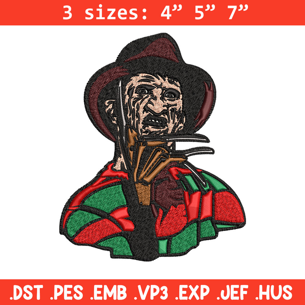 Freddy Krueger Embroidery design, Freddy horror Embroidery, horror design, Embroidery File, Digital download..jpg