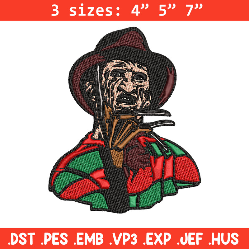 Freddy Krueger Embroidery design, Freddy horror Embroidery, horror design, Embroidery File, Digital download..jpg