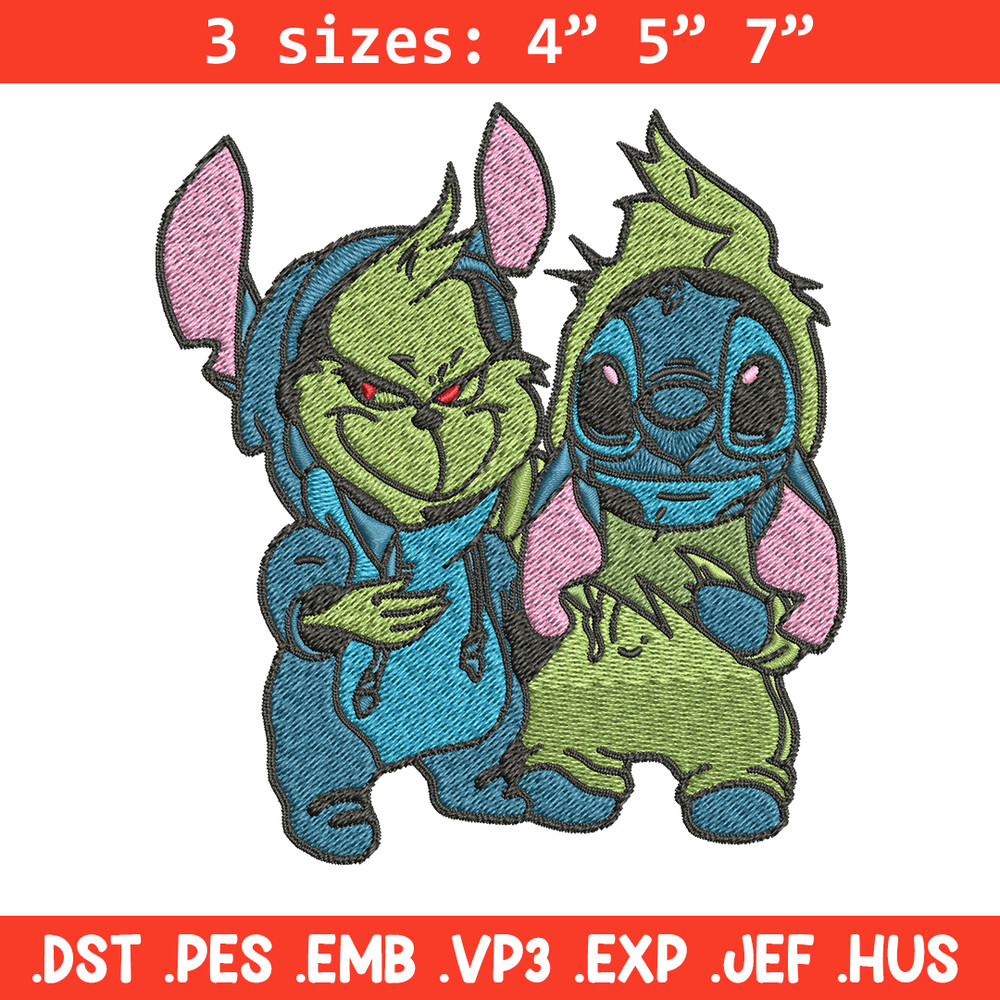 Grinch and Stitch Embroidery design, Grinch and Stitch Embroidery, cartoon design, logo shirt, Digital download..jpg