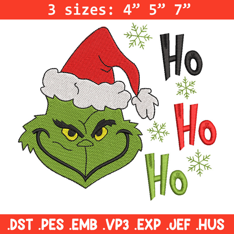 Grinch hohoho embroidery design,Chrismas design, Embroidery shirt, Embroidery file, Grinch embroidery, Digital download.jpg