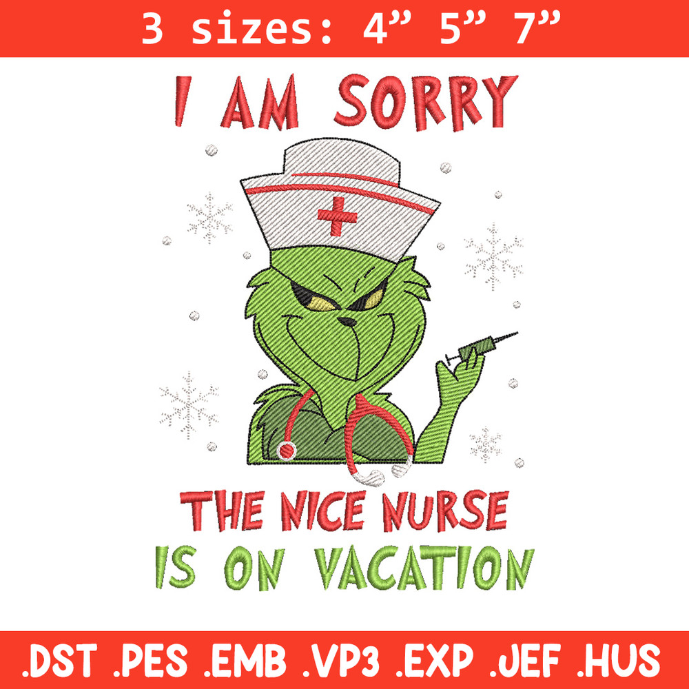 Grinch nurse embroidery design,Grinch embroidery,Chrismas design, Embroidery shirt, Embroidery file, Digital download.jpg
