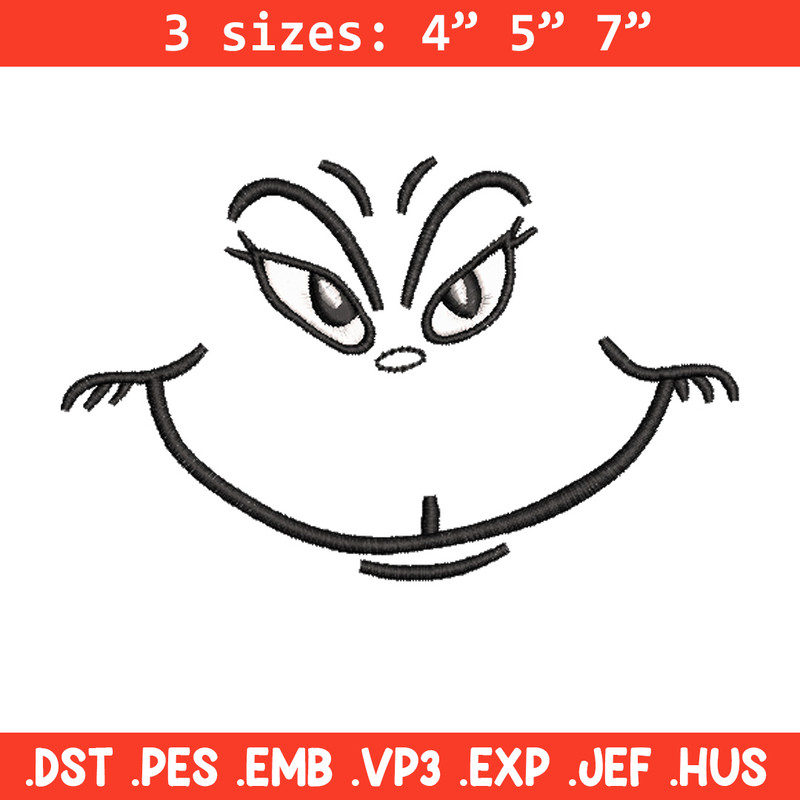 Grinch smile embroidery design,Grinch embroidery, Chrismas design, Embroidery shirt, Embroidery file, Digital download..jpg