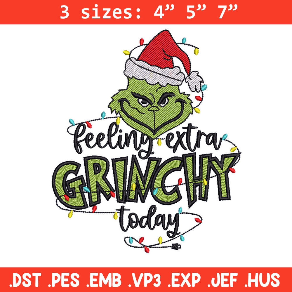 Grinchy today embroidery design,Grinch embroidery, Chrismas design, Embroidery shirt, Embroidery file, Digital download.jpg