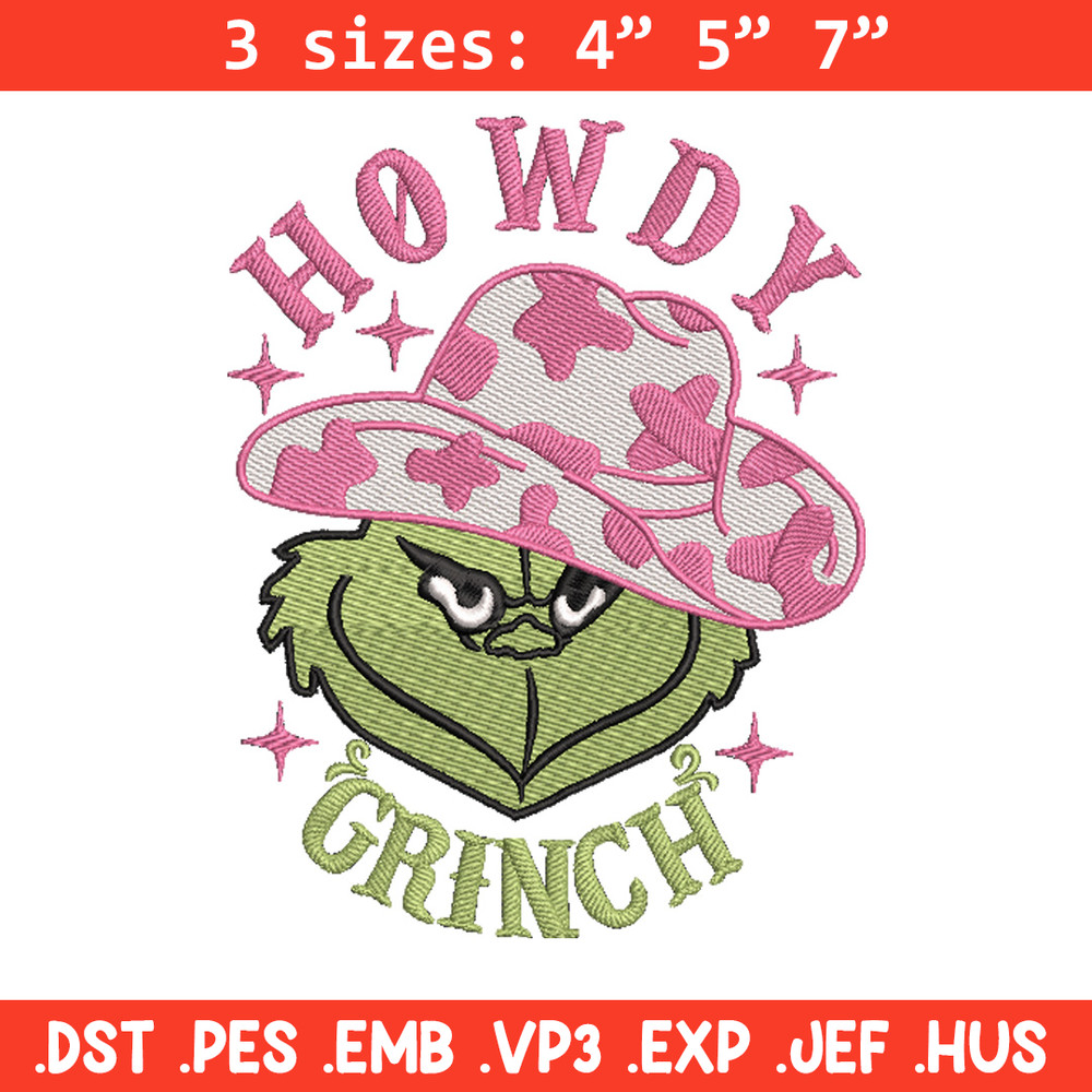 Howdy grinch embroidery design, Grinch embroidery,Chrismas design, Embroidery shirt, Embroidery file, Digital download.jpg