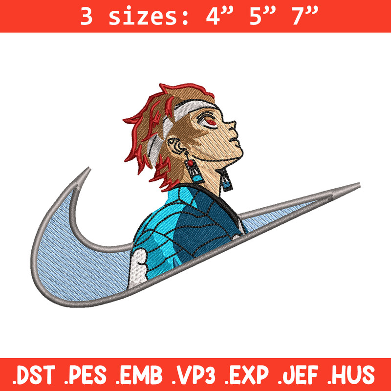 Kamado Tanjiro Nike embroidery design, Kimetsu no Yaiba embroidery, Nike design, anime design, Digital download.jpg