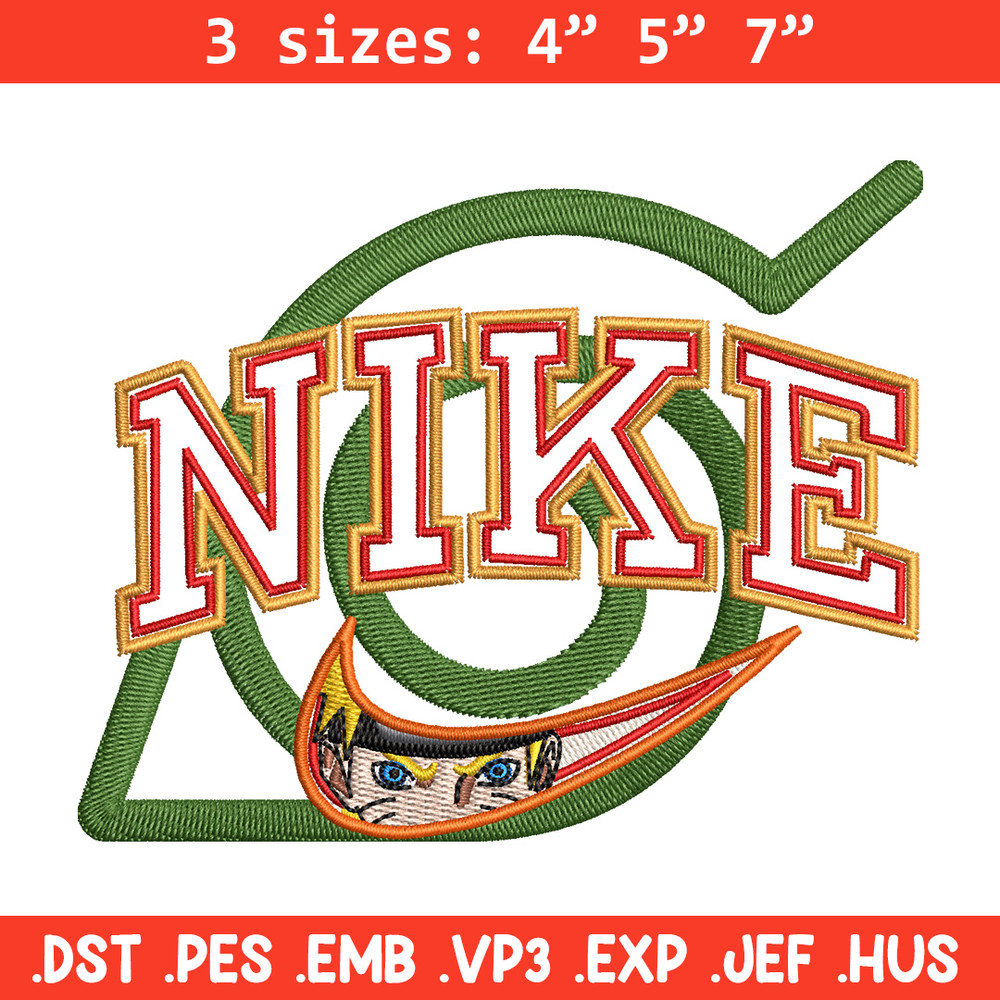 Nike konoha logo embroidery design, Naruto embroidery, Nike design,Embroidery shirt, Embroidery file, Digital download.jpg