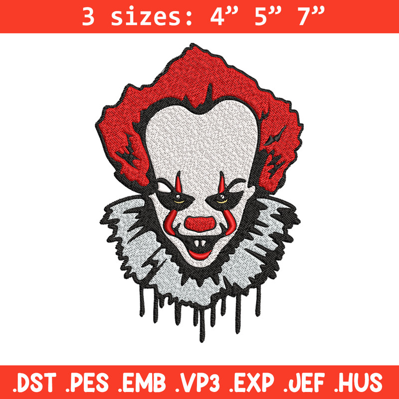 Pennywise Embroidery design, Pennywise Halloween Embroidery, Embroidery File, halloween design, Digital download..jpg