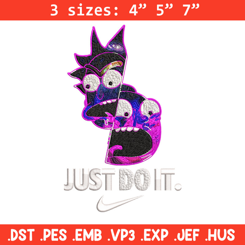 Rick and Morty x Just Rick It Embroidery design, Cartoon Embroidery, Logo Nike design, Embroidery file, Instant download.jpg