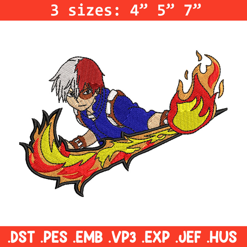 Shoto Todoroki Nike embroidery design, My hero academia embroidery, Nike design, anime design, Digital download.jpg