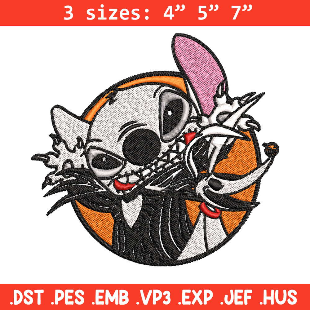 Stitch Jack Skellington Embroidery design, Halloween Embroidery, Embroidery File, cartoon design, Digital download..jpg