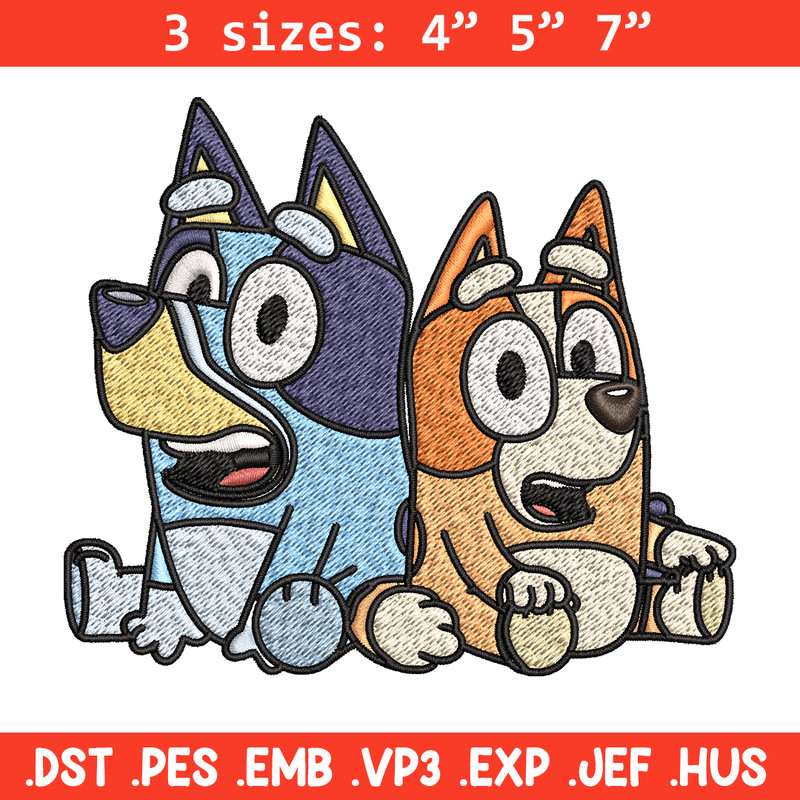 Bluey and Bingo Embroidery, Bluey Embroidery, Embroidery File, cartoon design, cartoon shirt, Digital download..jpg