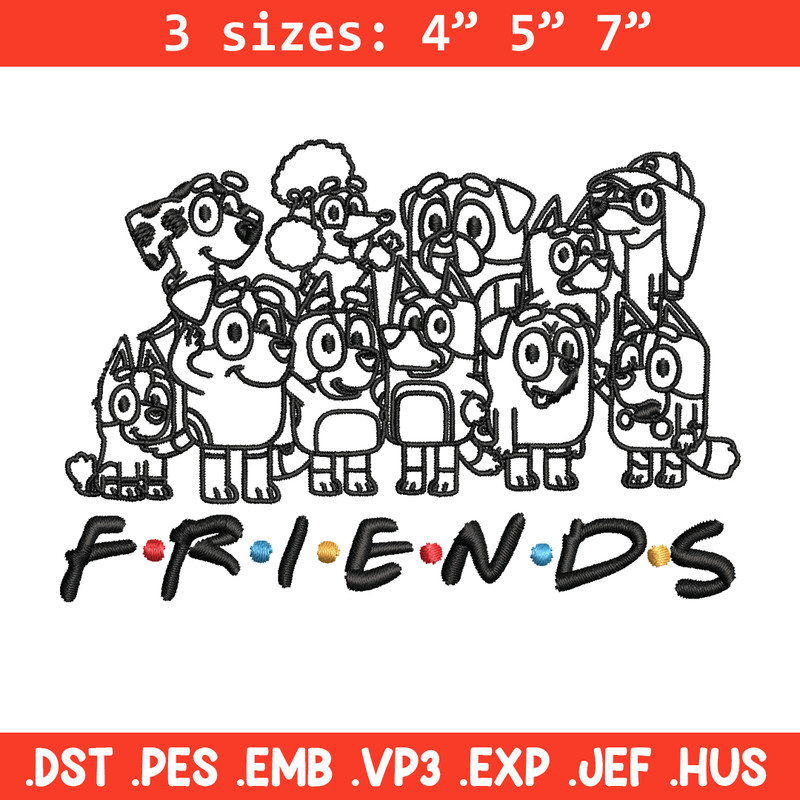 Bluey family Coloring Pages Embroidery, Bluey Embroidery, Embroidery File, cartoon design, logo shirt, Digital download..jpg