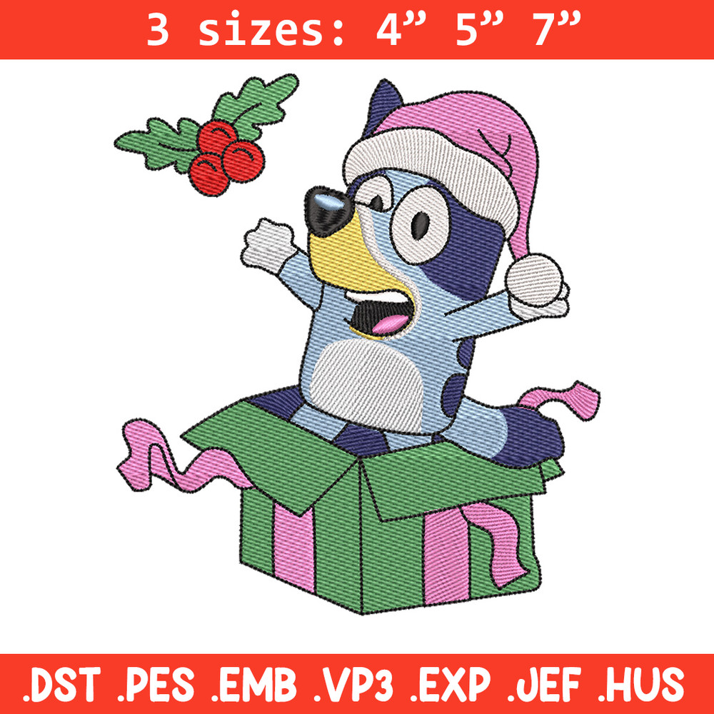 Bluey merry embroidery design, Bluey embroidery, Chrismas design, Embroidery file, Embroidery shirt, Digital download.jpg