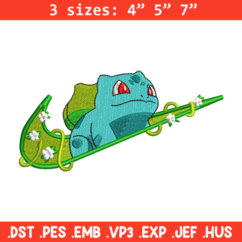 Bubasaur nike embroidery design, Pokemon embroidery, nike design, anime design, anime shirt, Digital download.jpg