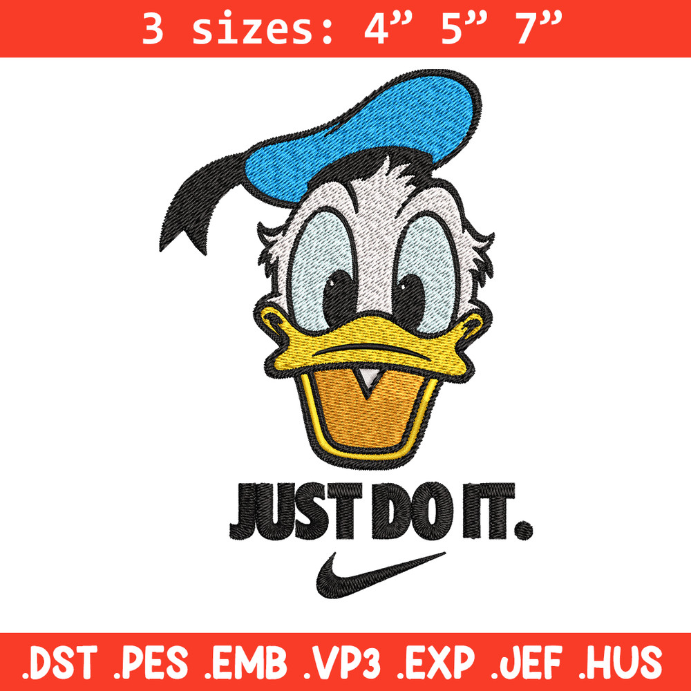 Donald Duck Nike Embroidery design, Donald Duck cartoon Embroidery, Nike design, Embroidery file, Instant download..jpg