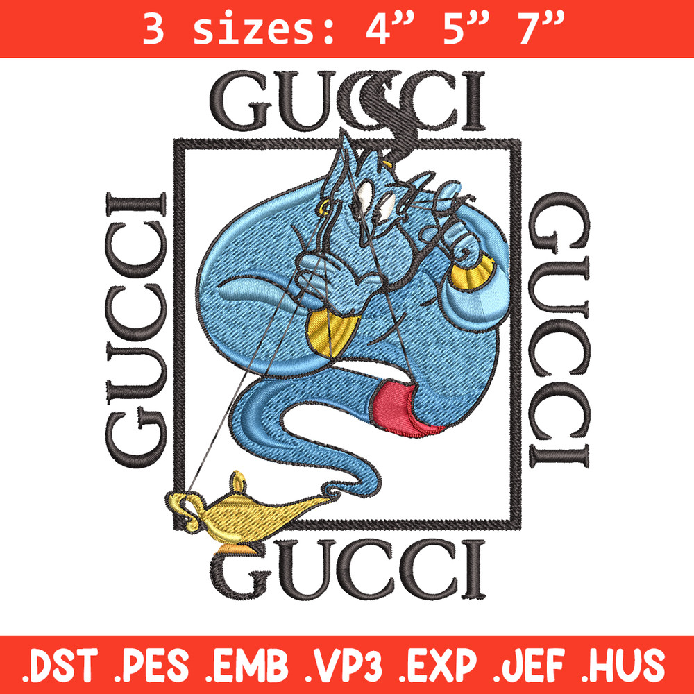 Genie gucci Embroidery design, Genie gucci Embroidery, cartoon design, Embroidery File, gucci logo, Instant download..jpg