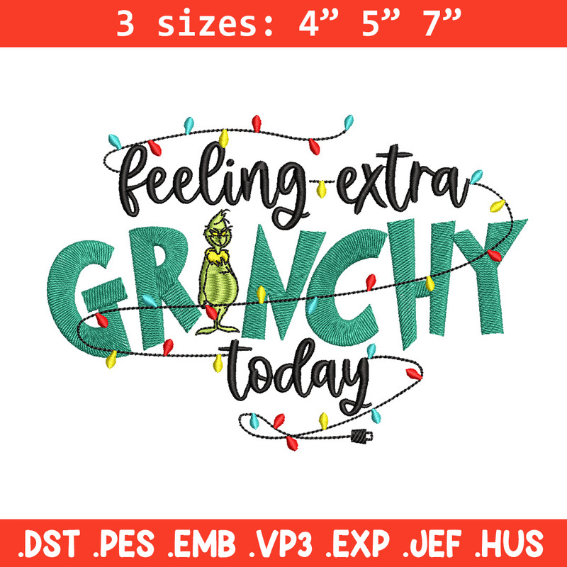 Grinchy today embroidery design,Grinch embroidery, Chrismas design, Embroidery shirt, Embroidery file, Digital download..jpg