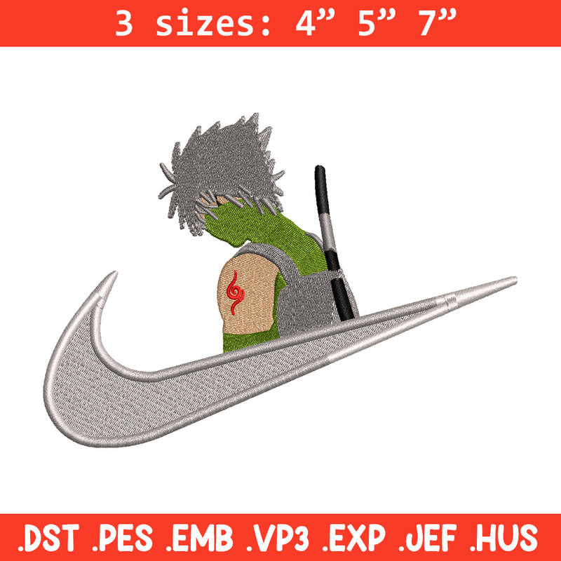 Kakashi Hatake Nike embroidery design, Naruto embroidery, nike design, anime design, anime shirt, Digital download.jpg