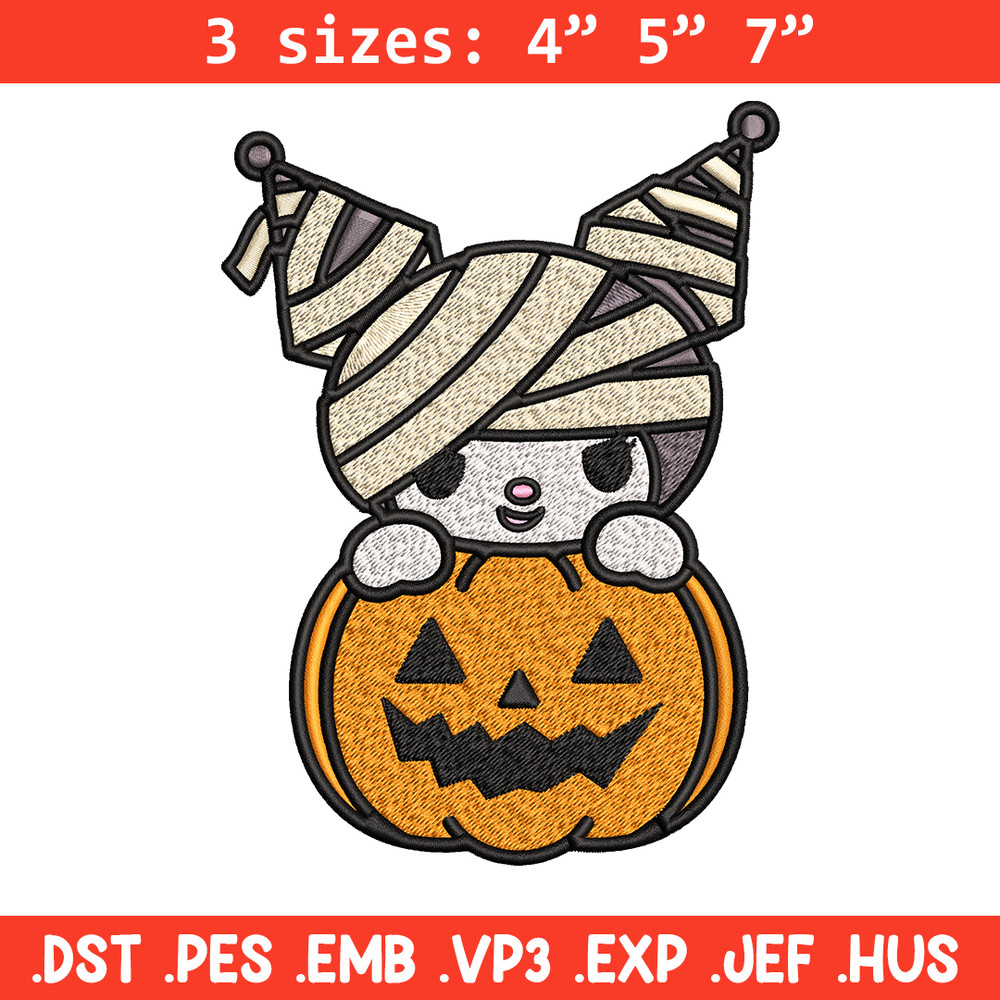 Kuromi Mummy Embroidery design, Halloween Embroidery, Embroidery File, cartoon design, logo shirt, Digital download..jpg
