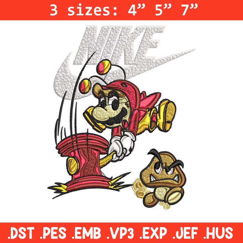 Mario bros Nike Embroidery design, Mario bros game Embroidery, Nike design, Embroidery file, Instant download..jpg