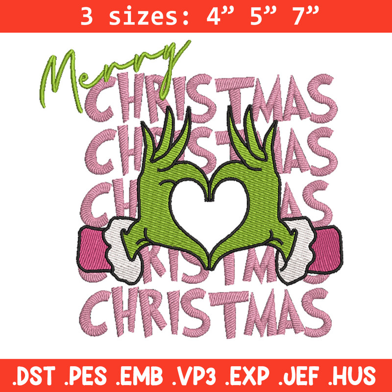 Merry chrismas embroidery design, Grinch embroidery, Chrismas design,Embroidery shirt, Embroidery file, Digital download.jpg