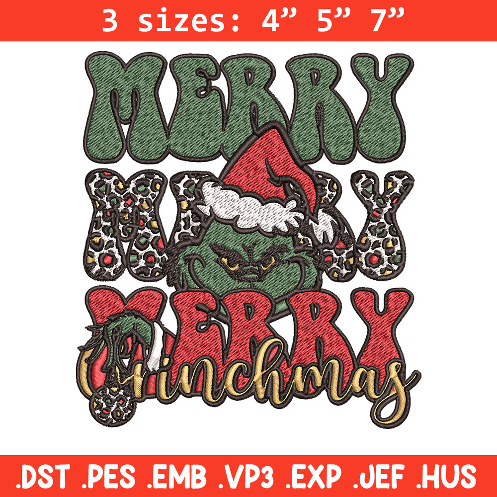 Merry Christmas Grinch Embroidery design, Grinch christmas Embroidery, logo design, Embroidery File, Instant download.jpg