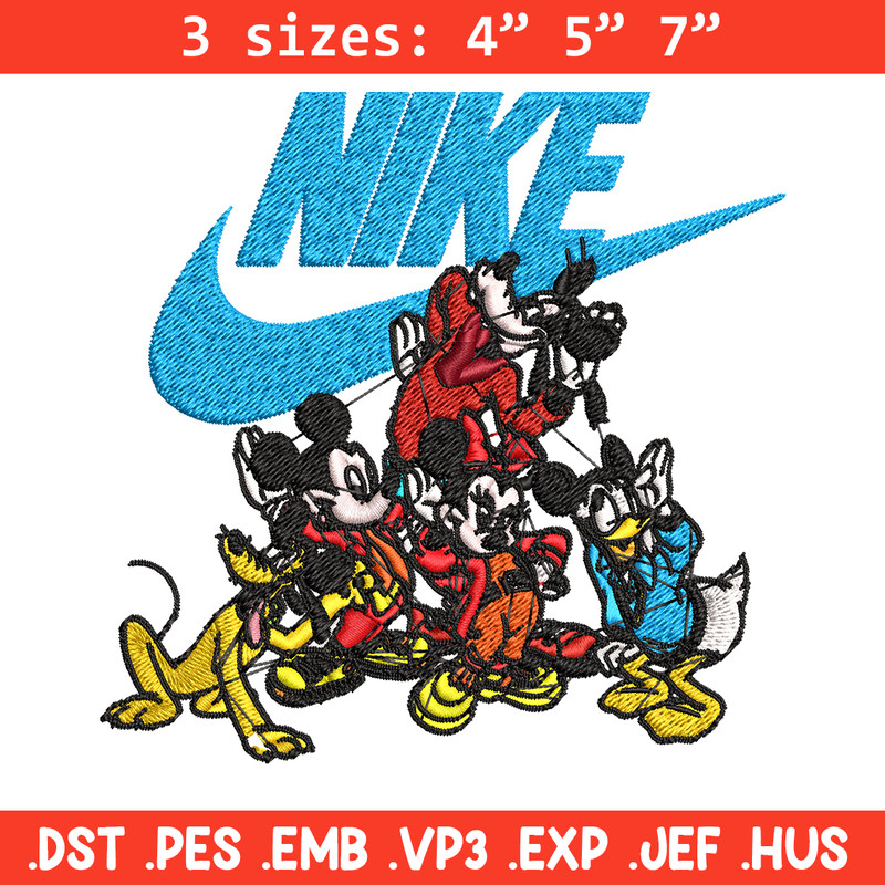 Mickey and friends Nike Embroidery design, Disney Embroidery, Nike design, Embroidery file, logo shirt, Instant download.jpg