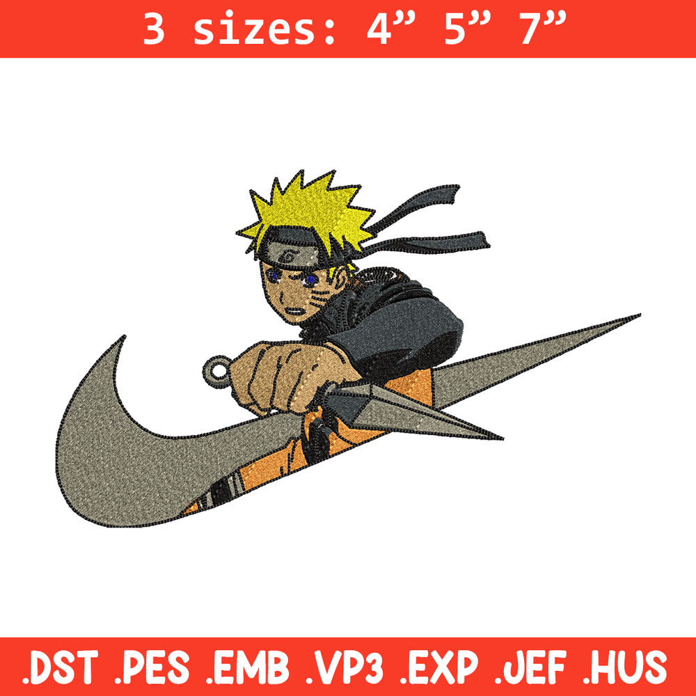 Naruto Kunai Nike Nike embroidery design, Naruto embroidery, Nike design, anime design, anime shirt, Digital download.jpg
