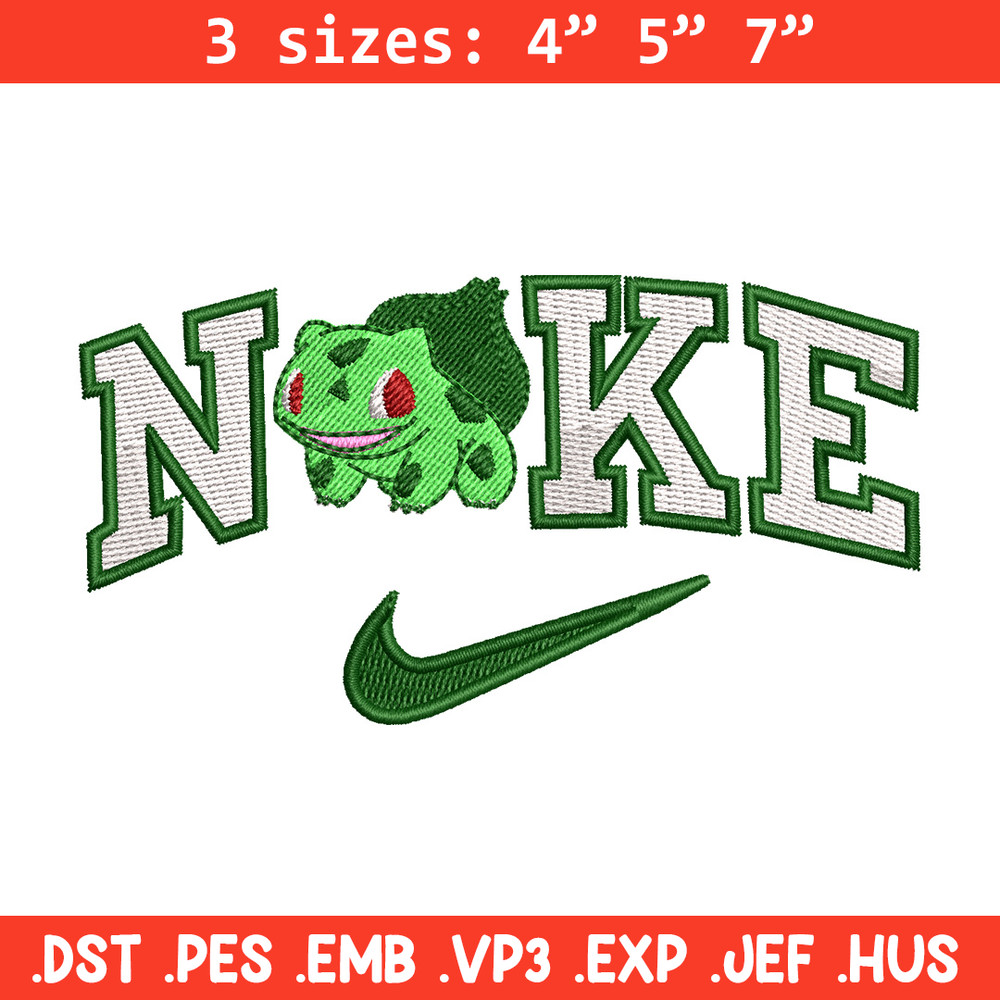 Nike bulbasaur embroidery design, Pokemon embroidery, Nike design, Embroidery shirt, Embroidery file,Digital download.jpg