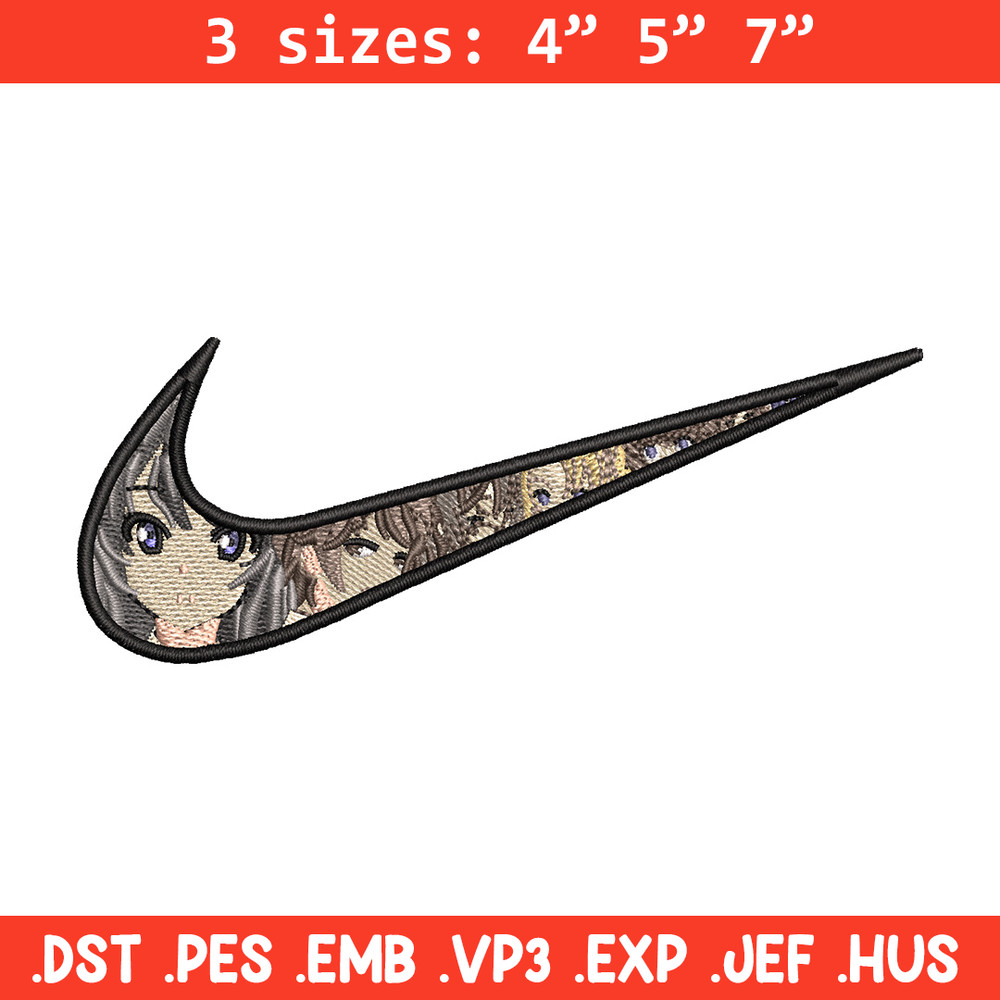 Nike mai embroidery design, Seishun Buta embroidery, Nike design,Embroidery file,Embroidery shirt,Digital download.jpg