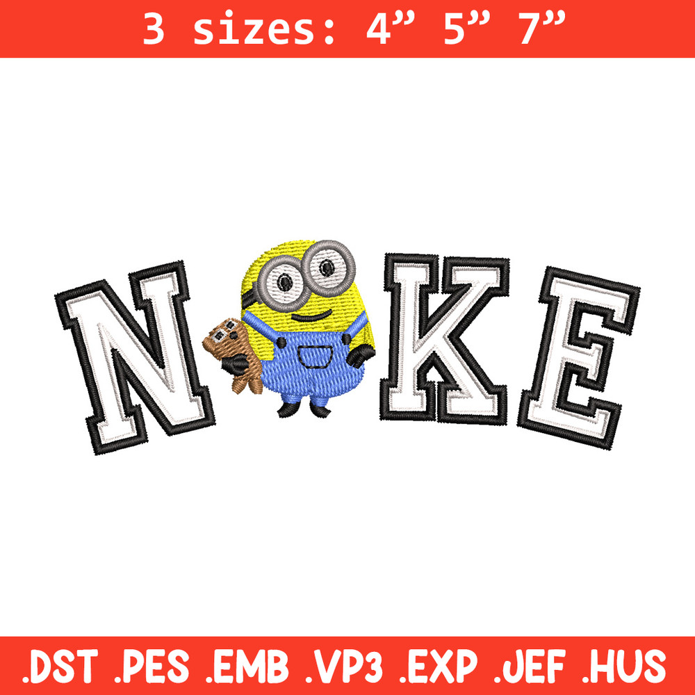 Nike minion embroidery design, Minion embroidery, Nike design, Embroidery shirt, Embroidery file, Digital download.jpg