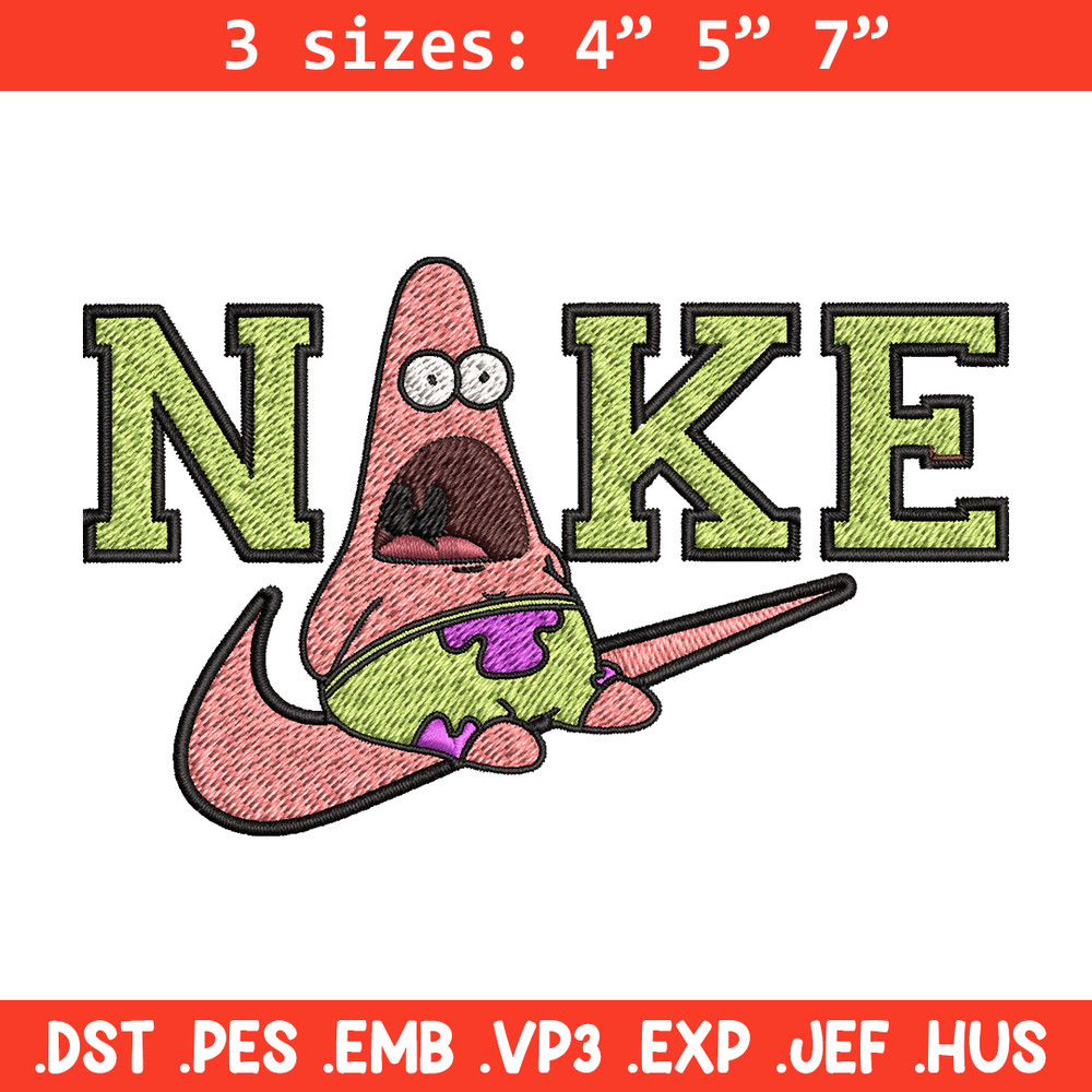 Nike patrick cute Embroidery Design, Spongebob Embroidery, Nike Embroidery, Embroidery File, Logo shirt,Digital download.jpg
